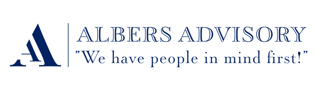 Firmenlogo Albers Advisory mit Schriftzug und Text